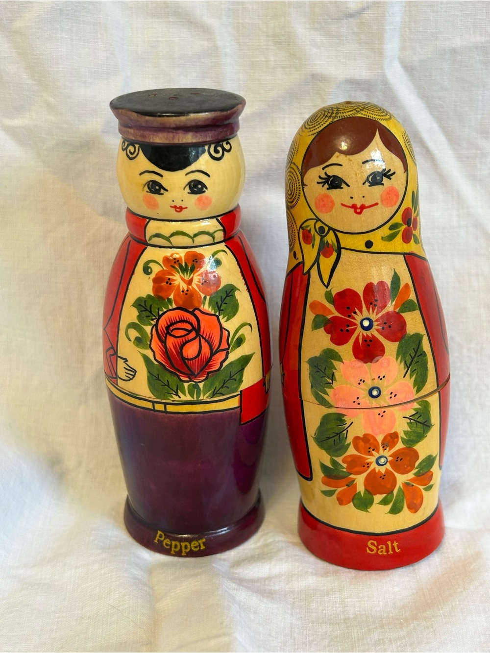 Rare - Vodka bottles Intact! Vintage Hand-Painted Matryoshka Double Duty Dolls